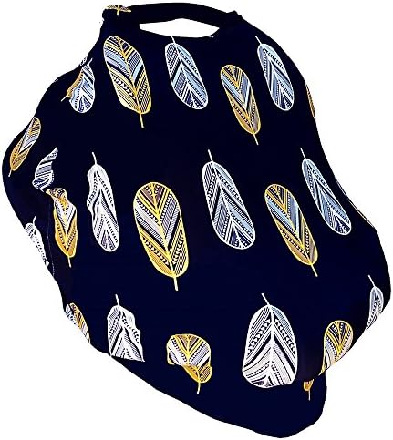 Carseat Canopy - 5-in-1 Breastfeeding Cover, Shopping Cart Cover, Baby Car Seat Cover - Feather