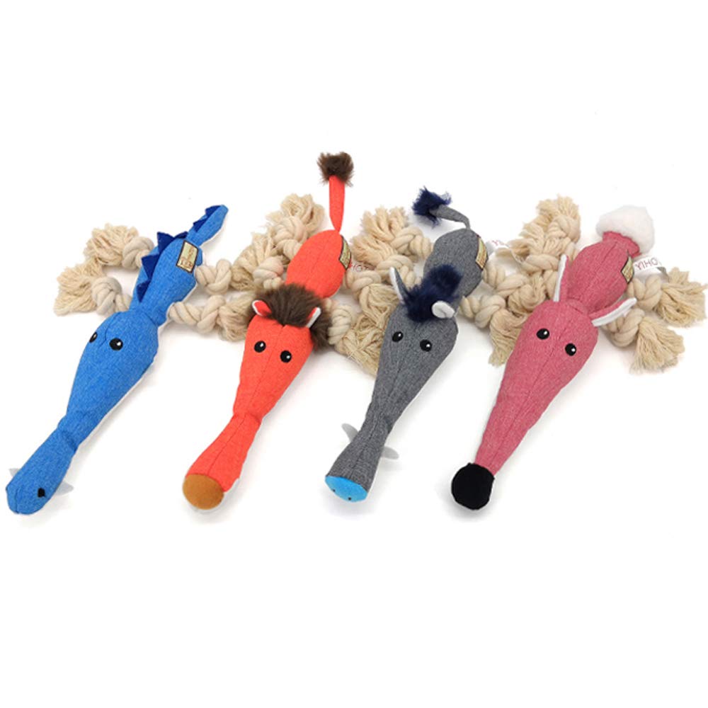 AXEN Cute Durable Cotton Rope Squeaky Boar Shaped Dog Toy for Aggressive Chewers, Grey Boar