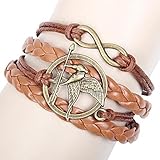 Afoxsos The Hunger Games Merchandise Leather Bracelet Cord Mockingjay
