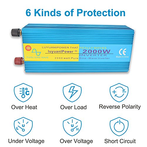 Cantonape Car Boat RV 2000W/4000W(Peak) Pure Sine Wave Power Inverter DC 12V to 110V AC with LCD Display