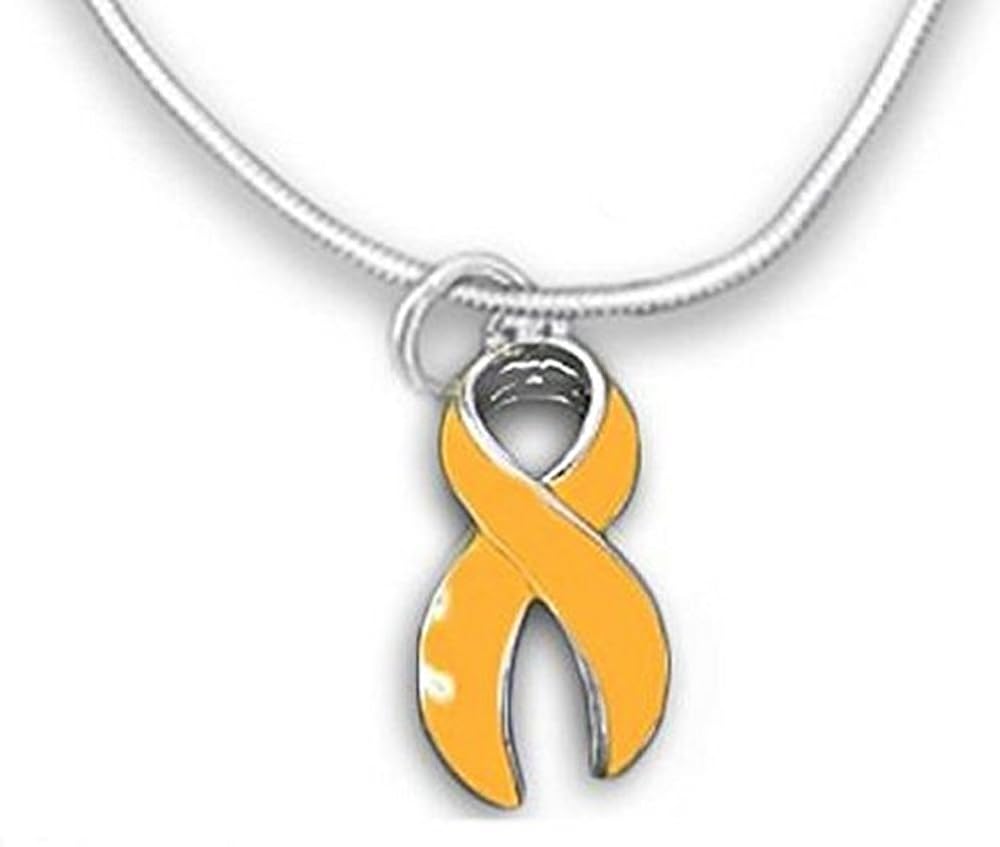 Childhood Cancer Awareness Large Gold Ribbon Charm Necklace