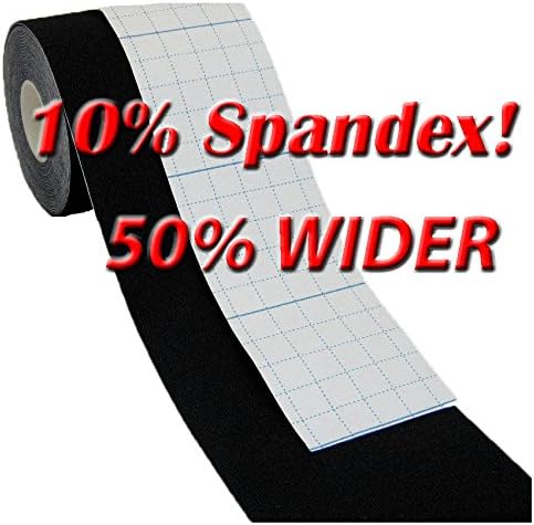 Athletic Tape, Kinesio, Kinesiology Tape, J&amp;M Kinesiology Tape for Joints &amp; Muscles, Recover Fast &amp; Prevent Injuries. Breathable, Waterproof, 2-5 days wearable (Black Wide, 1 roll wide, 7.5cm Wide)