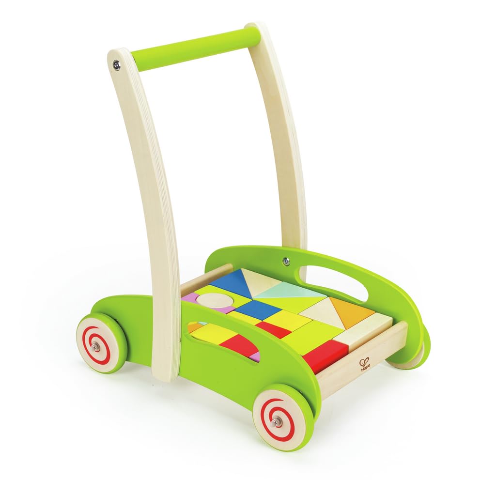 Hape Block and Roll - Wooden Block Activity Push Along Toy, E0371