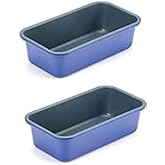 Monfish loaf pan baking bread 1lb loaf bread pans for home baking cake 9x5inch set of 2 haze blue non stick coating Royal blue carbon steel