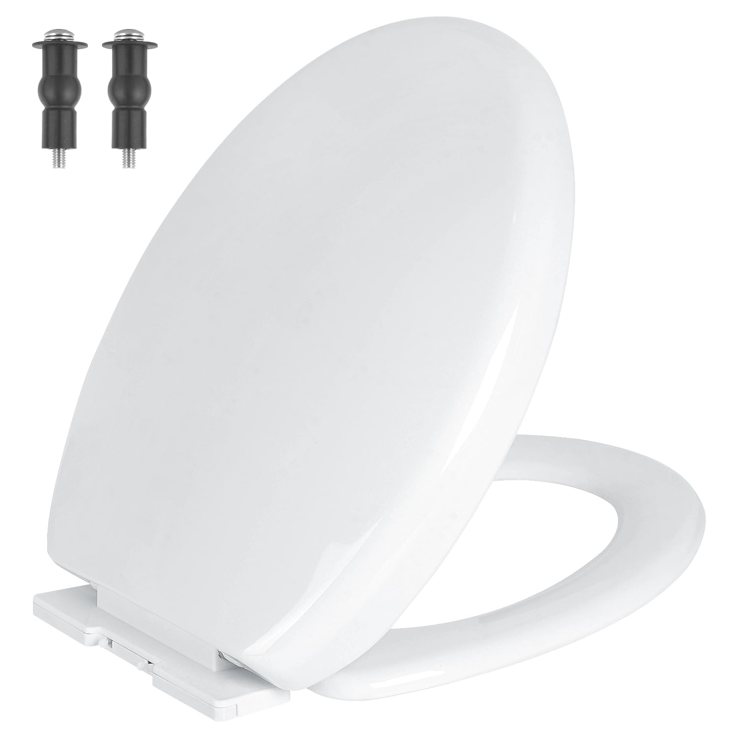 MASS DYNAMIC White Soft Close Toilet Seat, Quick Release for Easy Cleaning, Top Fixing with Adjustable Hinges, Standard Oval Shape