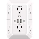 Multi Plug Wall Outlet Surge Protector with 6-Outlet &amp; 4 USB Ports(2USB-C) | Teiobar Outlet Extender with 900 Joules, Multiple Outlet Splitter for Home Office Dorm Room Essentials, ETL Listed, White