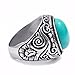 ELFASIO Men's Women's Natural Oval Turquoise Stainless Steel Ring Fashion Jewelry Size 8-15