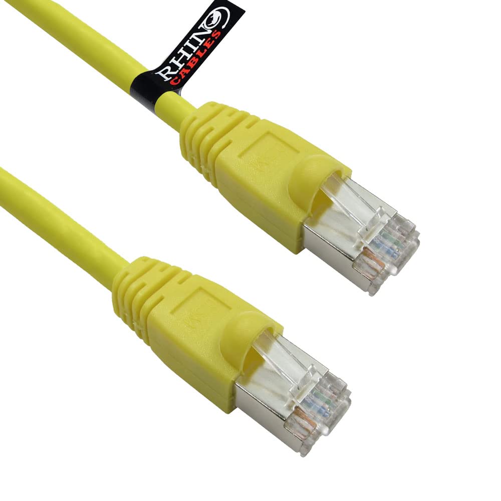rhinocables CAT6 PoE Network Cable – Full Copper Long RJ45 Gigabit Patch Lead for Routers, Switches, CCTV & VoIP | Shielded Ethernet Wire for Reliable Home & Enterprise Connections (Yellow, 20m)
