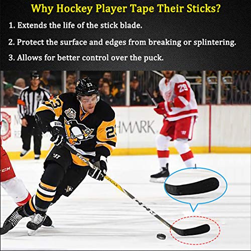 Boaton 2Pcs Hockey Tape, Hockey Grip Tape for Hockey Ice Field Lacrosse Sticks, 1 Inch Wide, 20 Yards Long, Black