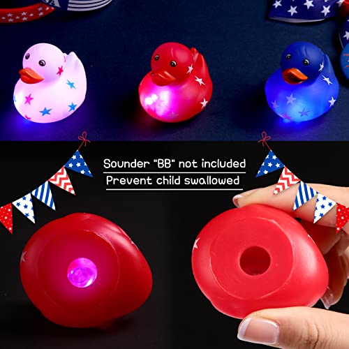 Jerify 2 Inch Patriotic Rubber Ducks 4th of July Rubber Ducks Light up