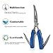 FREEHAWK® Multi Function Stainless Steel Fishing Pliers Curved Nose Scissors Braid Cutters Hook Removers Fishing Line Cutters with 2 Small Blades in Blue with Nylon Sheath