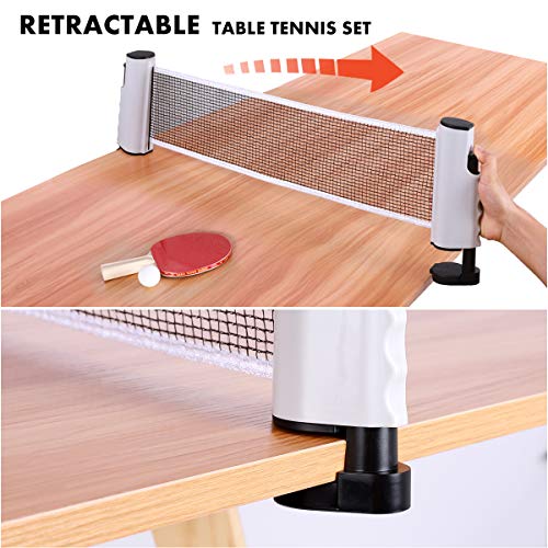 VOK Retractable Tabletop Tennis Game Set, Play Almost Anywhere with