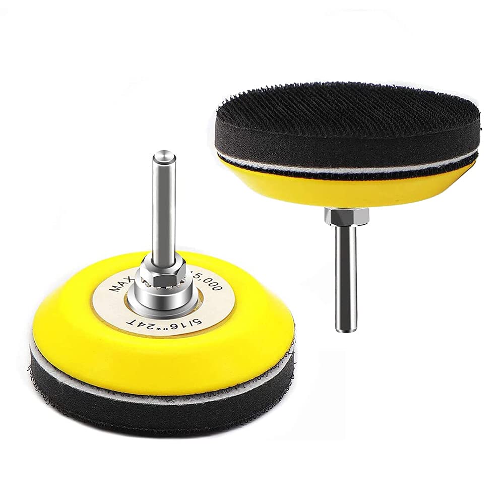 Bestgle 2pcs 3 Inch 75mm Hook and Loop Sanding Backing Pad for Sanding Discs with 1/4 Inch Shank Drill Attachment