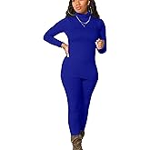 Mokoru Women's Tracksuit 2 Piece Outfits Turtleneck Long Sleeve Shirt Workout Jogger Legging Pants Set