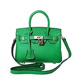 Ainifeel Women's Genuine Leather 25cm Padlock Shoulder Handbag Hobo Bag