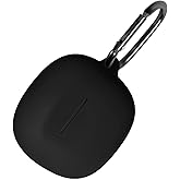 Geiomoo Silicone Case for Skullcandy Rail, Skullcandy Rail ANC, Protective Cover with Carabiner (Black-1)