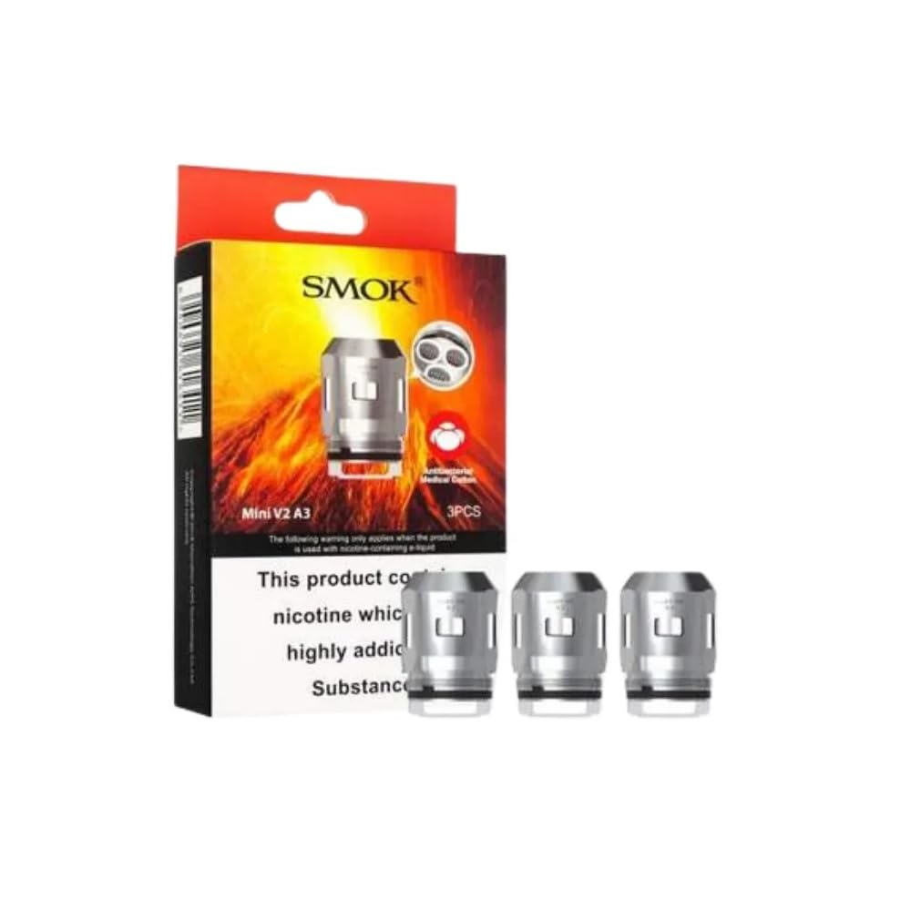 SMOK Baby Coils V2 A3 0.15 Ohm [Pack of 3] - Pure Flavor Thicker Clouds, Best 60 to 100W, Replacement Coil For TFV8BabyV2/TFVMiniV2 Tank, StickV9Max/RKiss Kit, No Nicotine