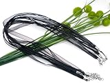 Housweety Black Organza Ribbon Waxen Cord Necklace 17