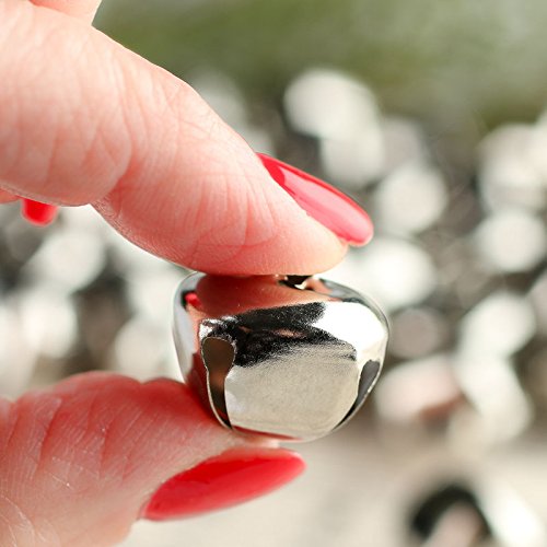 Package of 60 Shiny Silver Jingle Bells for Embellishing and Decorating