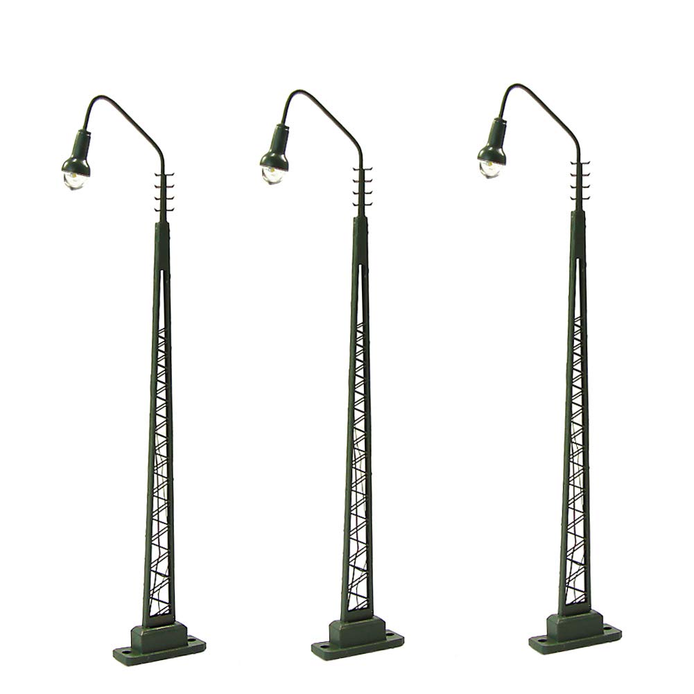 Evemodel 3pcs Model Railway HO Scale lights Lattice Mast lamp Track light Layout LQS47HO