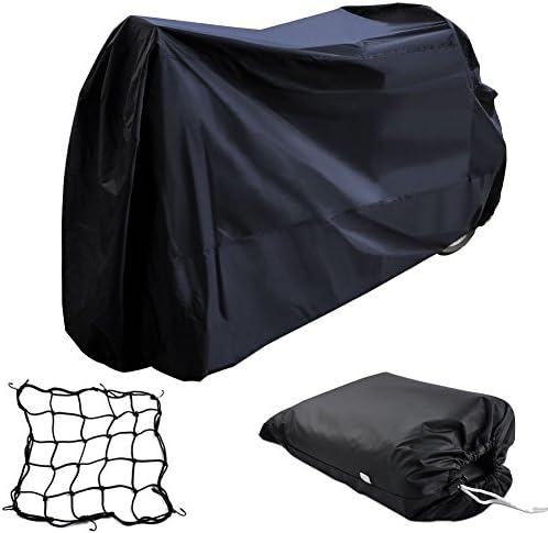 Oxford Motorcycle Cover XXL - Waterproof Outdoor Motorbike Cover for Sport Bike Harley Davison Honda Suzuki Kawasaki Yamaha Street Glide Touring with Cargo Net and Storage Bag Black