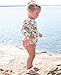 RuffleButts® Baby/Toddler Girls Long Sleeve One Piece Swimsuit - Painted Flowers with UPF 50+ Sun Protection - 2T