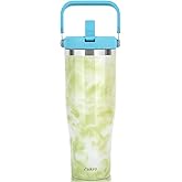 Zukro 50 OZ Tumbler With Flip Straw |Stainless Steel Water Jug With Top Handle For Gym, Outdoors, Car |Large Leak Proof Triple-wall Vacuum Insulated Water Bottle Keeps Cold 34 Hours & Easy Carry