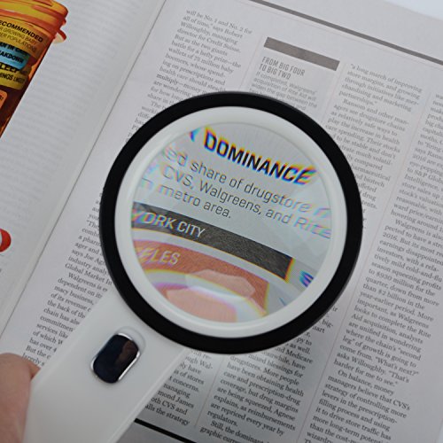 Extra Large 20X Magnifying Glass with 12 Bright LED Lights,XYK Handheld Lighted Magnifier for Reading,Inspection,Exploring,Hobbies and Macular Degeneration (White)