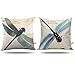 ONWAY Outdoor Dragonfly Decor Blue and Green Dragonfly Pillow Covers 18 x 18 Inches for Garden and Yard, Set of 2
