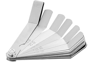 LANBEAUTIFY Feeler Gauges - 16 Blades Feeler Gauge Set Stainless Steel Dual Marked Metric and Standard SAE - Valve Thickness Gauge (16-Blade Offset Feeler Gauge)
