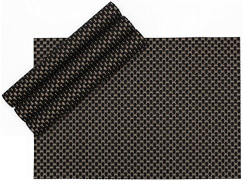Karateemy Table Mats Stain-resistant Woven Vinyl Washable Placemats for Dining Table Set of 4 Black