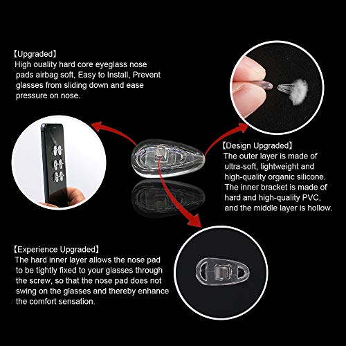 image for dailisha Updated 3 Pairs Anti-Slip Silicone Eyeglass Nose Pads 14mm x 