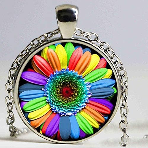 Colorful Rainbow Flower Buttons Flag Crystal Pendant Necklace Jewelry Gay Pride Fashion Necklaces for Gay New Free Shipping