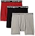 Beverly Hills Polo Club Men's 3 Pack Solid Boxer Brief, Black/Grey Heather/Red, Large
