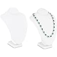 MOOCA 2 Pack Faux Leather Necklace Display Stand - 10.5 Inch Jewelry Bust Holder, Black