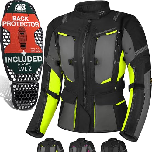SHIMA HERO 2.0 Giacca Moto Donna-Tutte Stagioni Giubbotto Moto Turismo Uomo in Cordura tessuto con membrana imperable strato riscaldante, protezioni protezioni CE (Fluo, S)