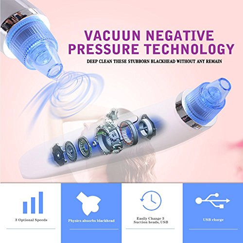 Blackhead Remover Blackhead Vacuum Suction Remover, USB Rechargeable Blackhead Comedo Vacuum Suction Facial Pore Cleanser Acne Extractor, Electric Skin Cleaner Blackhead Extraction Tool, (White)