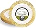 ELITE SELECTION Disposable Plastic Party Plates - 50 Pack Premium Quality 10.25” Dessert Plate - Elegant Round Cream Plate with Gold Lace Design - Ecofriendly Kitchen Dinnerware
