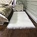 junovo Luxury Fluffy Area Rugs Furry Rug for Bedroom Faux Fur Sheepskin Nursery Rugs Fur Carpet for Kids Room Living Room Home Decor Floor Mat, Rectangle 3ft x 5ft White