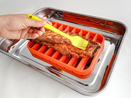 STAN BOUTIQUE Roasting Racks for Sheet Pan - Baking Racks | Cooking Racks - Oven Racks - Non-Stick Orange Silicone Set of 2 - Thumbnail 6