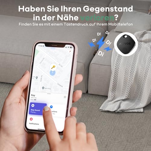 ATUVOS Air Tag Key Finder Pack of 4, Smart Tracker KeyFinder Compatible with Apple Where is? App (iOS Only, Android Not Supported) Bluetooth Key Finder for Luggage/Suitcase/Bags, Replaceable Battery