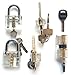 Looching Crystal 5 Pieces Padlock Set with Cutaway Practice Padlock, Style 1