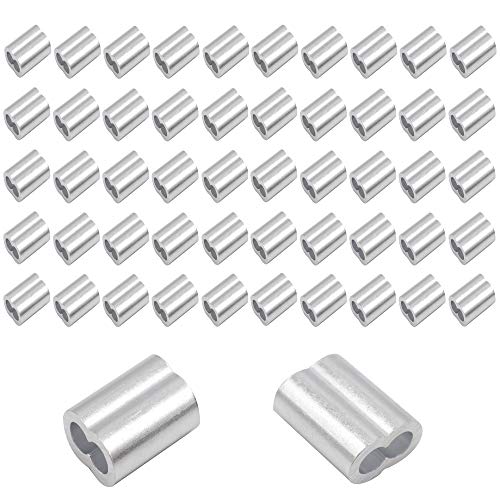 CCTVMTST 50 Pieces Aluminum Crimping Loop Sleeves Crimp for 3/16 inch Diameter Wire Rope Cable