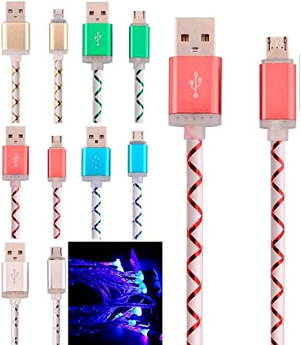 RBW 3pcs Glow in the Dark Light-up LED USB Data Sync Charger Cable Charging Cord for Android System Smartphone, Samsung Galaxy S6 S7 EDGE ,HTC ,SONY,LG …