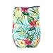 Drinco - Stainless Steel Wine Tumbler | Double Walled Triple Vacuum Insulated Stemless Wine Glass with Splash Proof Lid For Hot & Cold Drinks | California | 12oz | (Single, Tropical Hues)