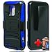 ZTE Warp 4G N9510 (Boost Mobile) 2 Piece Silicon Soft Skin Hard Plastic Kickstand Case Cover w. Belt Clip Holster, Blue/Black + LCD Clear Screen Saver Protector