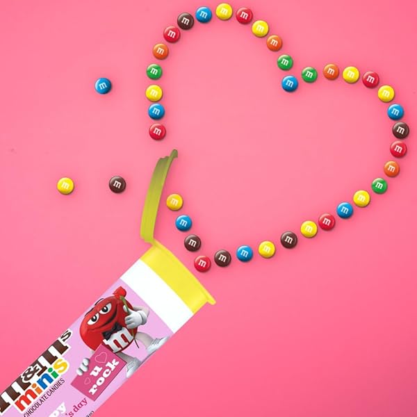 M&M’S VALENTINE MINIS MILK CHOCOLATE CANDY, VALENTINE’S DAY CANDY GIFTS BULK, 1.08 OUNCE TUBE (PACK OF 24)