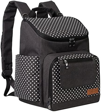 TEBEL Diaper Bag Baby Backpack Multi-function with Stroller Strap, Polka Dot (Black and White)