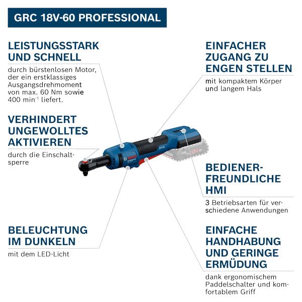 Bosch Professional 18V System Akku-Ratschenschrauber GRC 18V-60 2