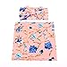 Galabloomer Newborn Receiving Blanket Headband Set Flower Print Baby Swaddle Receiving Blankets Pink primary